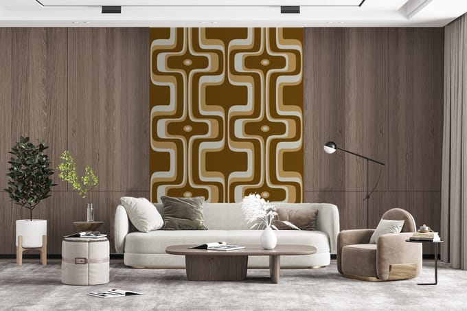 Behang - Fotobehang Retro - Design - Bruin - Breedte 160 cm x hoogte 240 cm