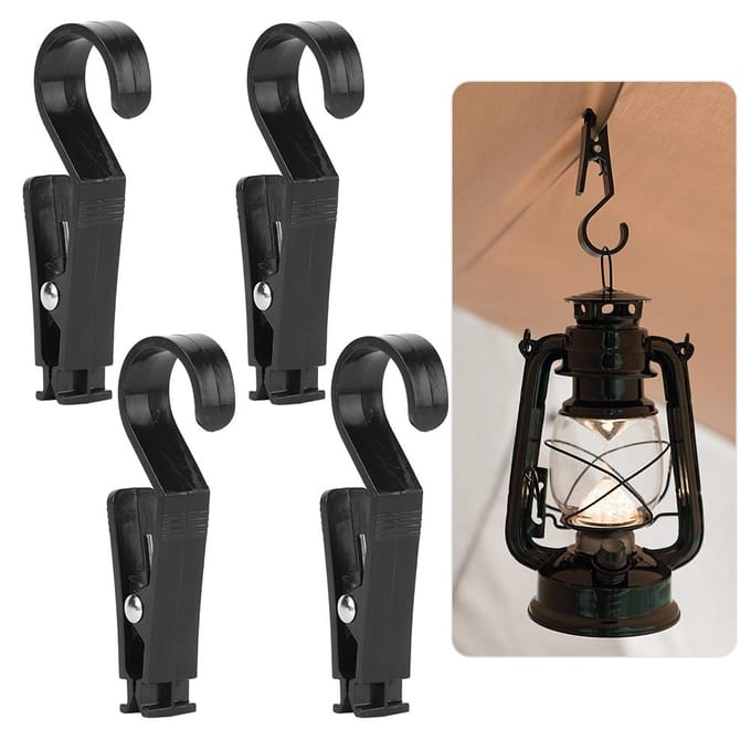4 stuks Tent Tarp Haak Clips Multifunctioneel Draagbare Ophangbare Tarp Haak Clip voor Buitenactiviteit black