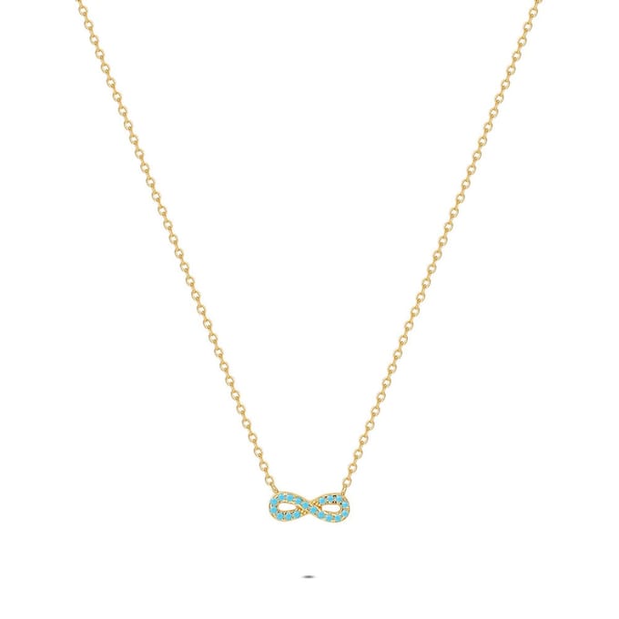 Twice As Nice Halsketting in zilver, oneindigheidssymbool Goudkleurig 42cm+5cm