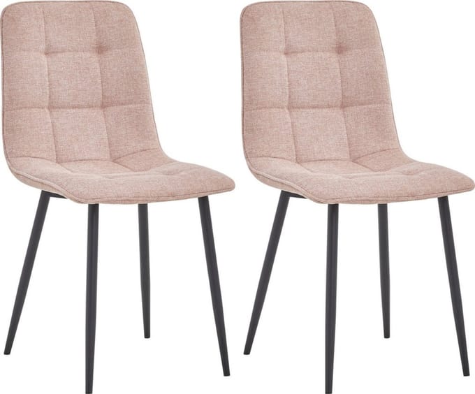 Colenis - Ela Eetkamerstoel - Set Van 2 - Roze - Linnen - Design