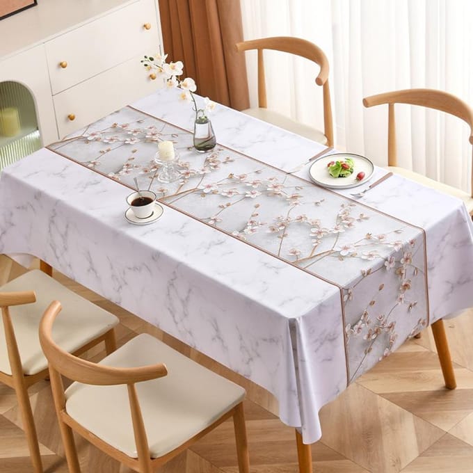 Waterdicht en oliebestendig PVC tafelkleed Ins Tea Rechthoekig Minimalistisch Bloemen tafelkleed 140*140cm