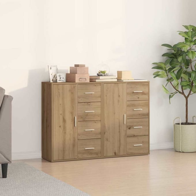 vidaXL - Dressoir - 2 - st - Artisan - Eiken - 60 - x - 31 - x - 84 - cm - Bewerkt - hout