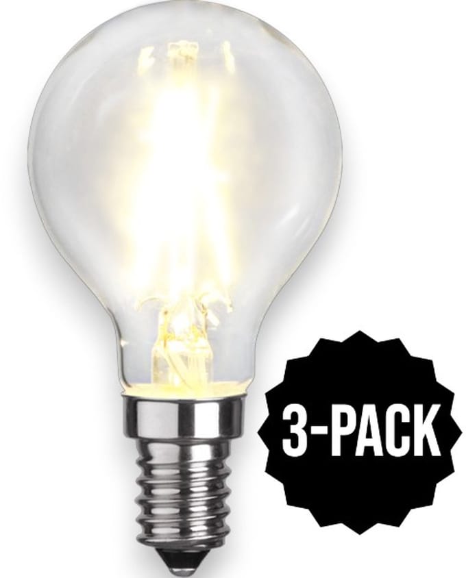 3-Pack | Kogellamp - E14 - 2W - Extra Warm Wit - 2700K - Filament - Helder