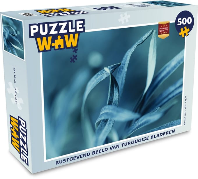 Puzzel Rustgevend beeld van turquoise bladeren - Legpuzzel - Puzzel 500 stukjes
