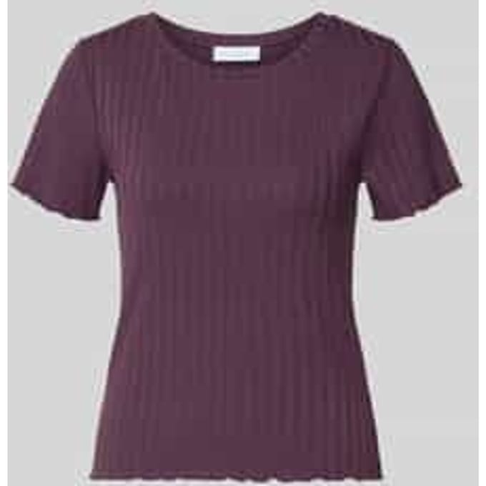T-shirt van viscosemix met geschulpte zoom
