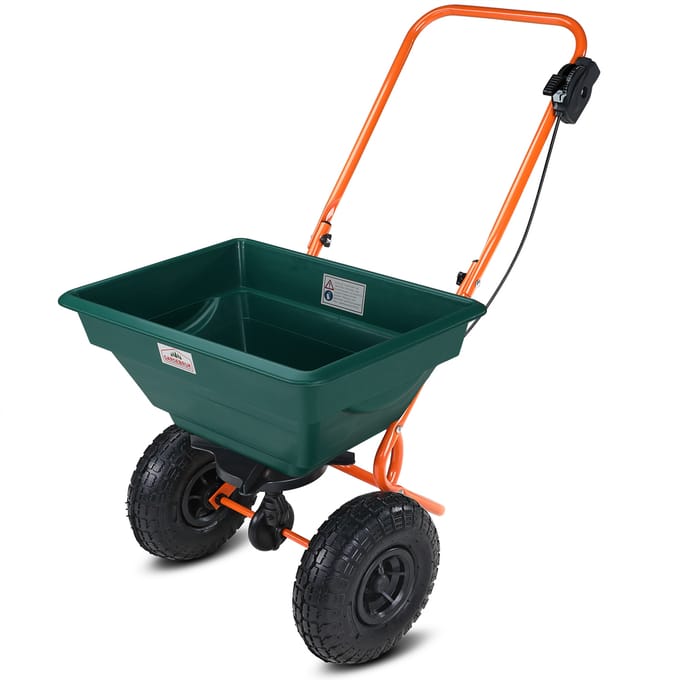 Gardebruk Strooiwagen 20L – Instelbaar Luchtband – Groen Oranje