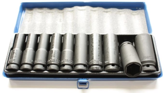 Slagschroefdoppen Set 1/2 inch, 10-24mm met Metaalkoffer