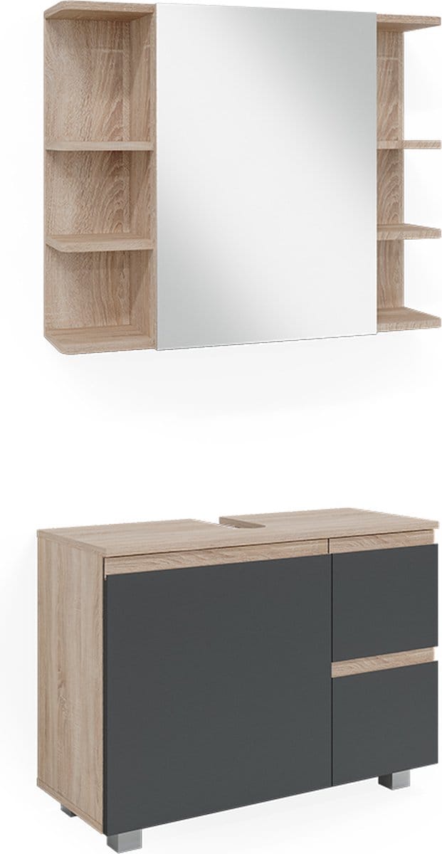 Vicco Badkamermeubel set J-Shape, Sonoma, 2-delig