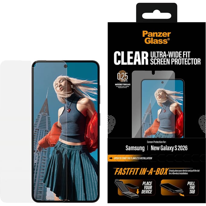 PanzerGlass Screenprotector geschikt voor Samsung Galaxy S26 Glazen | PanzerGlass Ultra-Wide Fit Screenprotector - Case Friendly