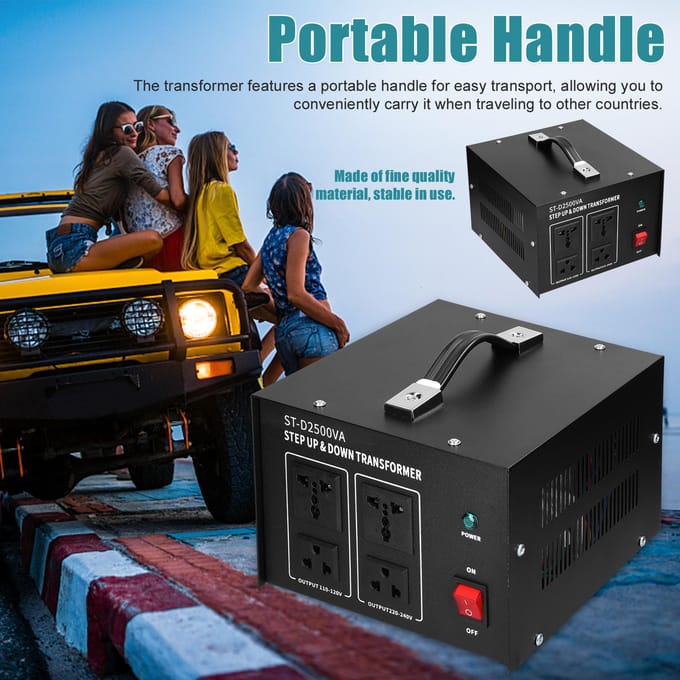 Step Up&Down Transformator Compacte Spanningsomvormer 2500VA Draagbare Huishoudelijke Elektrische Apparaten US-plug zwart