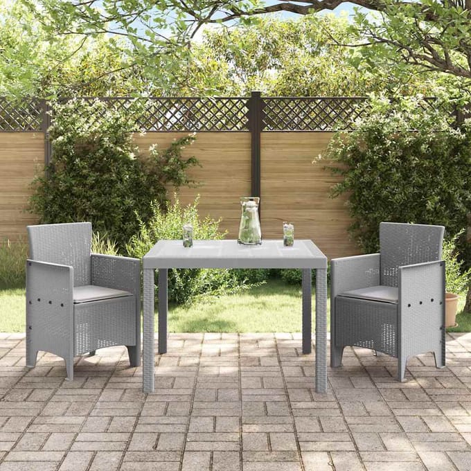vidaXL - Tuin - Eettafel - Set - 3 - pcs - Lichtgrijs - Polypropyleen