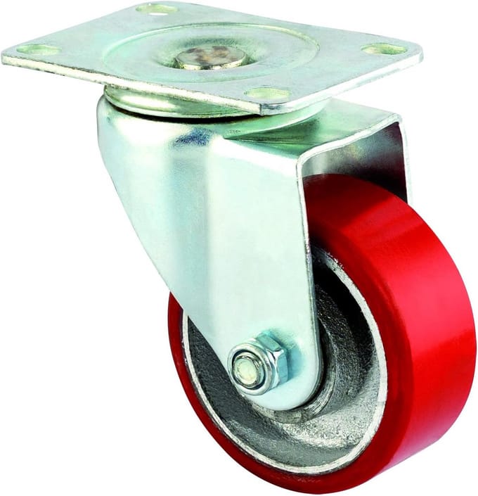 Zwenkwiel Gietijzer 75 mm met Zwenkplaat