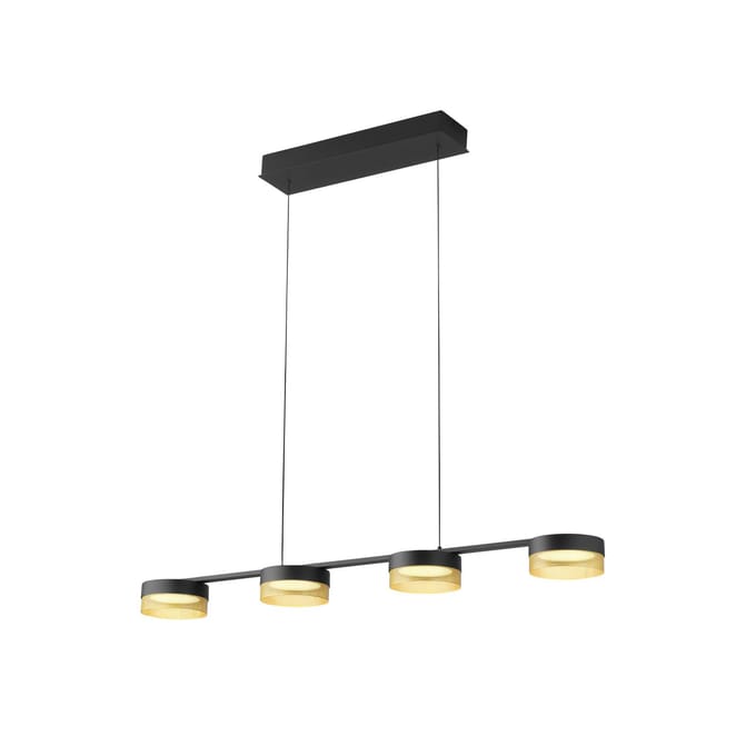 HELL LED hanglamp Mesh 4-lamps dimmer, zwart/goud