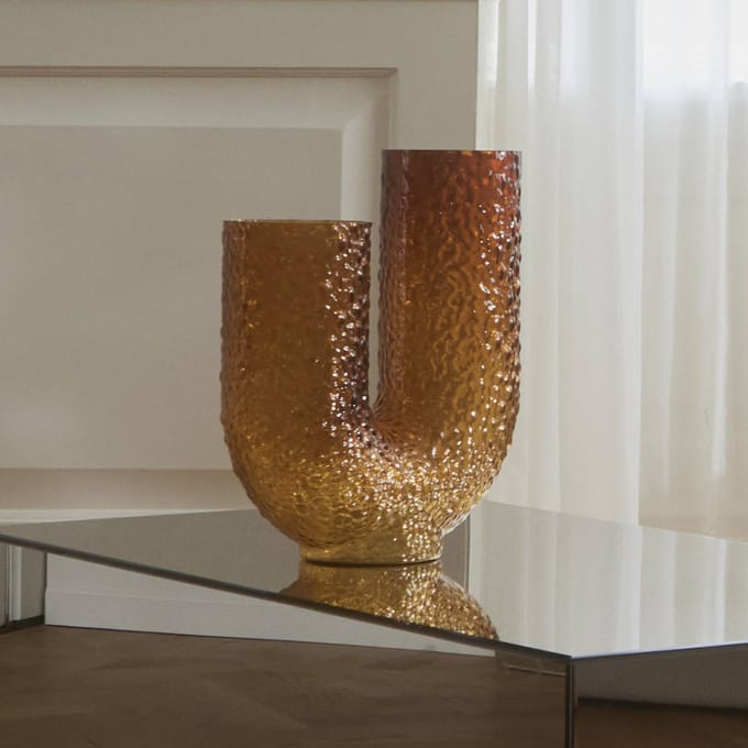 AYTM Vaas Arura, barnsteen, hoogte 40 cm, breedte 34 cm, glas