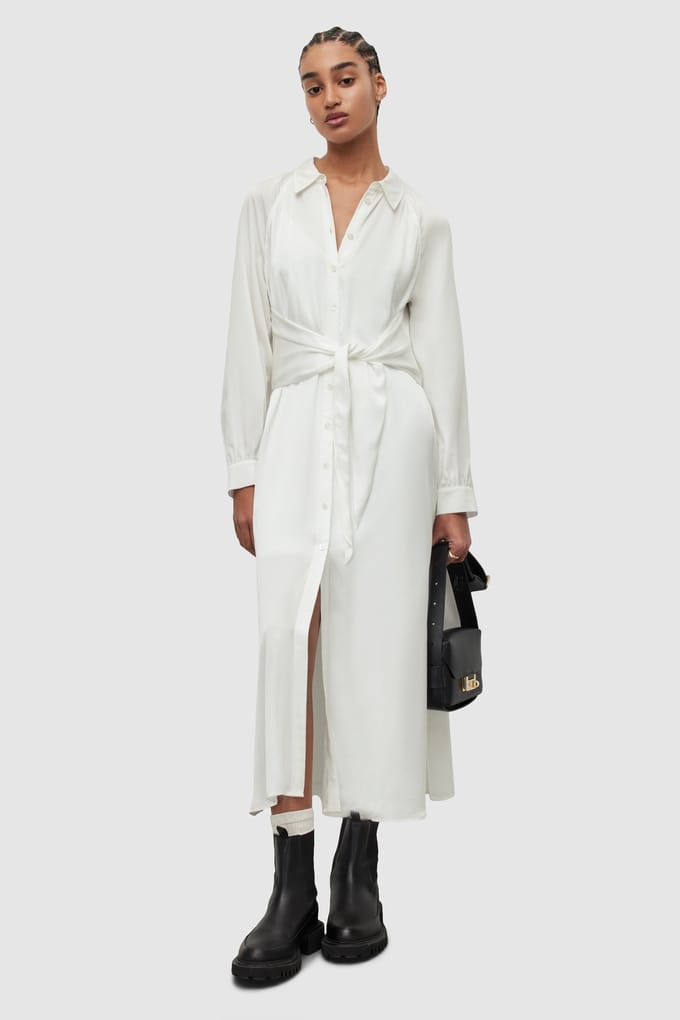 AllSaints Clanetta Dress Off White Maat: 16 | Blousejurken Outlet | Dames | Wit