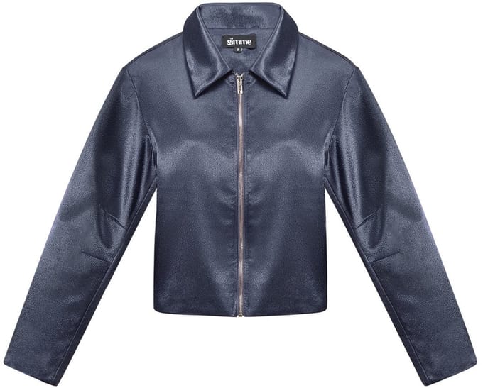 Comfortabele Geweven Polyester Damesjas met Geknipte Lengte en Ritssluiting - Blauw - Maat L