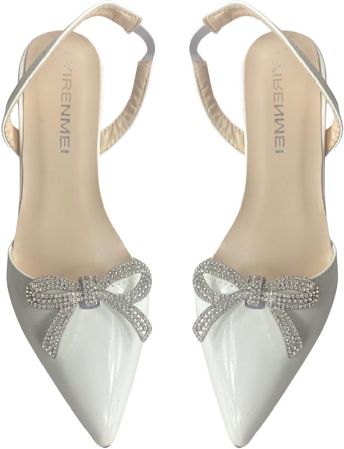 Schoen clips strik Strass zilverkleur - Charme Bijoux