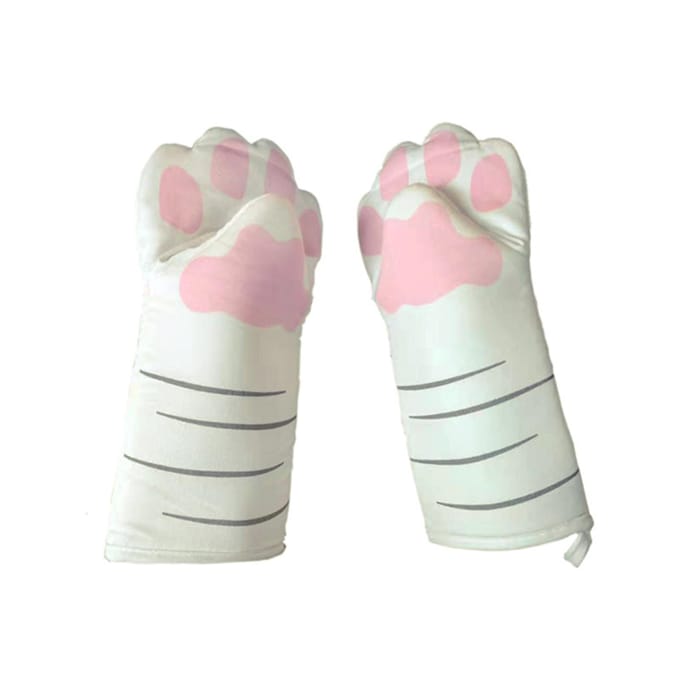 Kattenpoot Handschoenen Bakovenhandschoenen Magnetron Strijken Katoenen Handschoenen white
