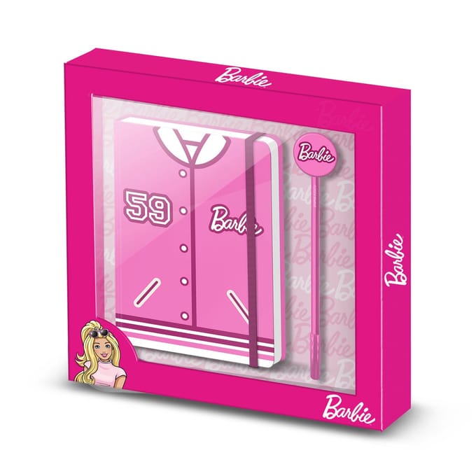 Karactermania - Barbie - Varsity - Geschenkdoos met Dagboek - Notitieboek - Planner - Schetsboek en Balpen
