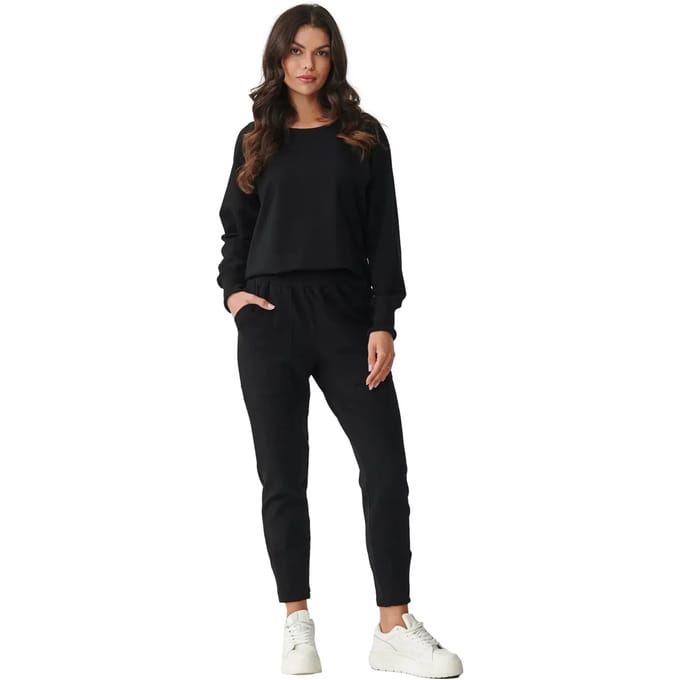 Stijlvolle dames sweatshirt en joggingsbroek set Makadamia