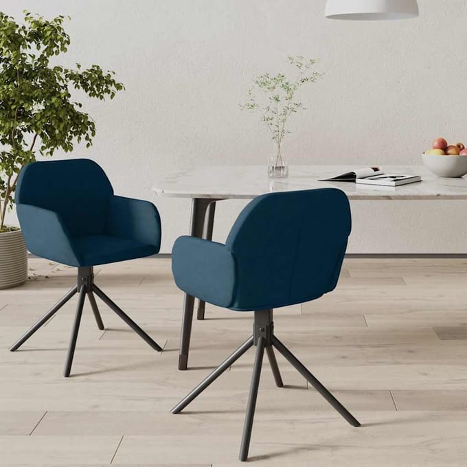vidaXL - Eetkamerstoelen - draaibaar - 2 - st - fluweel - blauw