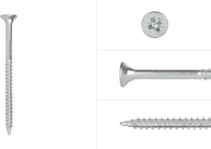 Wovar Spaanplaatschroeven Verzinkt 6 x 70 mm Pozidrive Deeldraad | Doos 100 Stuks