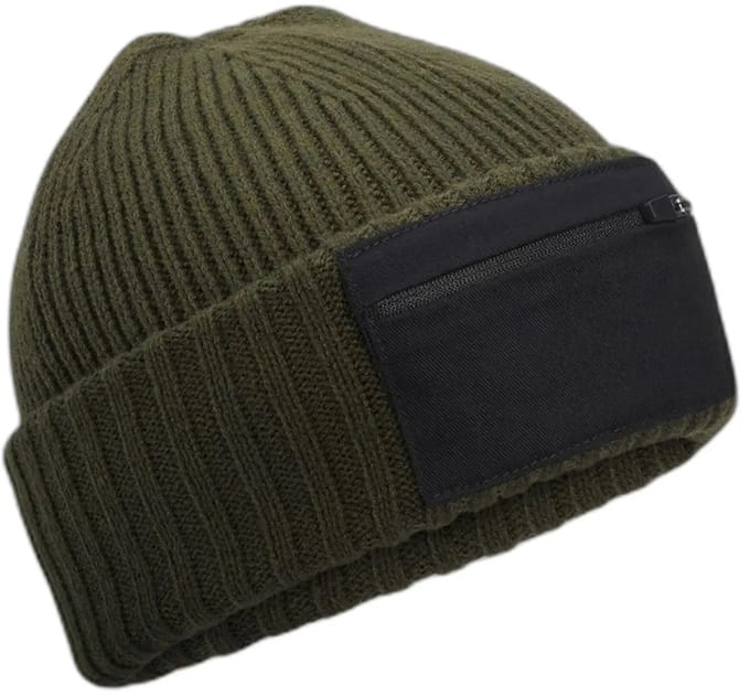 Zip Patch Beanie – Military Green/Black One Size