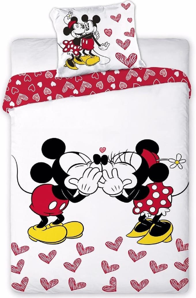 MINNIE MOUSE dekbedovertrek 140x200 cm + kussensloop 63x63 cm - Wit & Rood