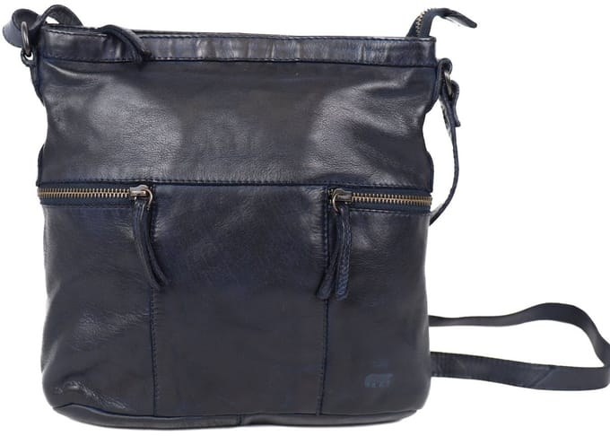 Bear Design Medium Schoudertas / Crossbody Tas  Dames - Leer - Cow Lavato     -  Blauw