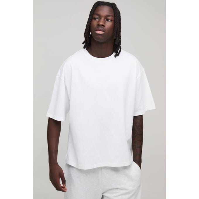 Essential Oversized Boxy Crew Neck T-Shirt | White | Size Medium
