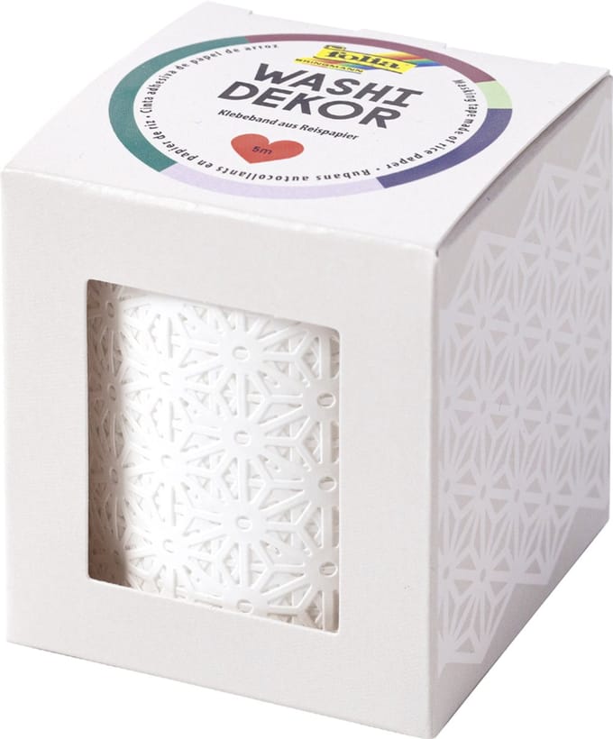 folia Deco-rand Washi-Dekor 'BLOEMEN', 50 mm x 5 m, wit