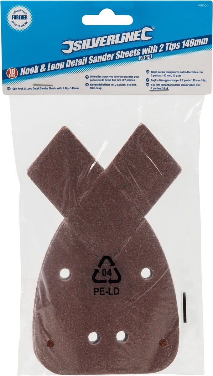 Silverline 140 mm klittenband delta schuurvellen met 2 punten, 10 pk.