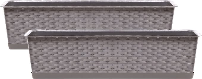 Prosperplast Ratolla plantenbak/bloembak - 2x - taupe - 8L - 50 x 17 x 15 cm