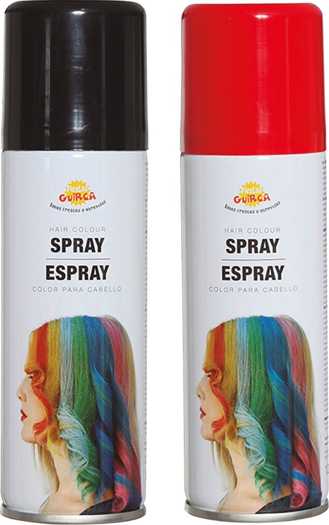 Fiesta Guirca Carnaval verkleed haar verf/spray - zwart en rood - spuitbus - 125 ml