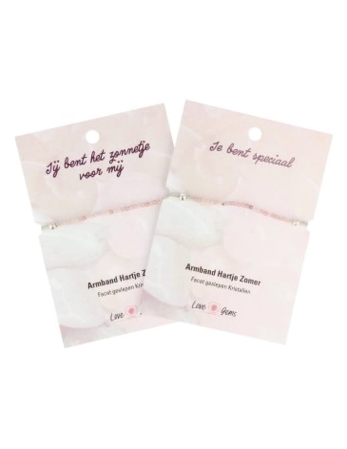 Aardbeienkwarts hartje zomer armband - Love Gems