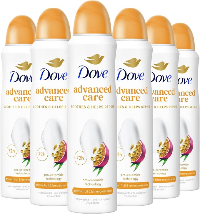 Dove - Anti-transpirant Deodorant Spray - Advanced Care - Passion Fruit & Lemongrass - 6 x 150 ml
