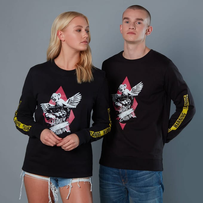Yellow Warning Sleeve Unisex Birds of Prey Sweatshirt - Black - M