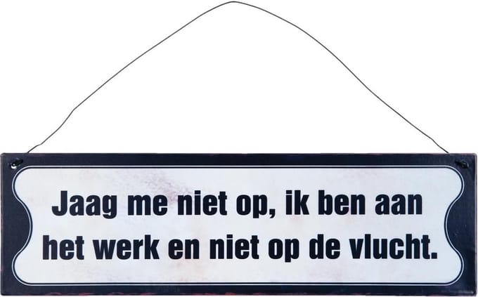 Clayre & Eef Tekstbord 30*9 cm Wit Ijzer Rechthoek Wandbord Quote Bord Spreuk