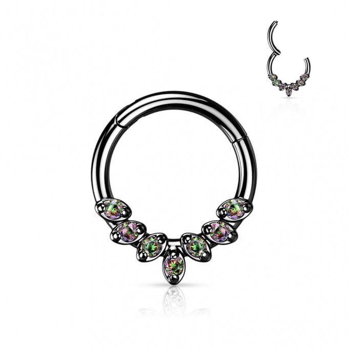Piercing PVD high quility facing 7leafs 1.2x8 - zwart - LMPiercings