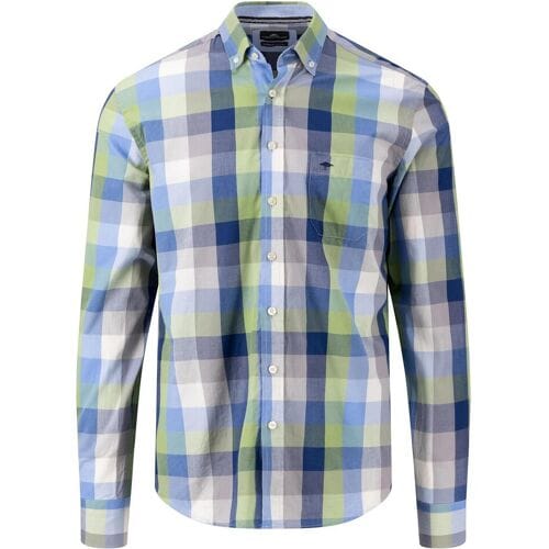 Fynch-Hatton Overhemd Colorful Check Button Down Bladgroen / male