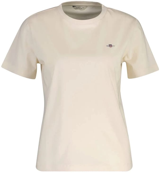 Gant Shield Regular Fit T-shirt Met Korte Mouwen Beige M Vrouw