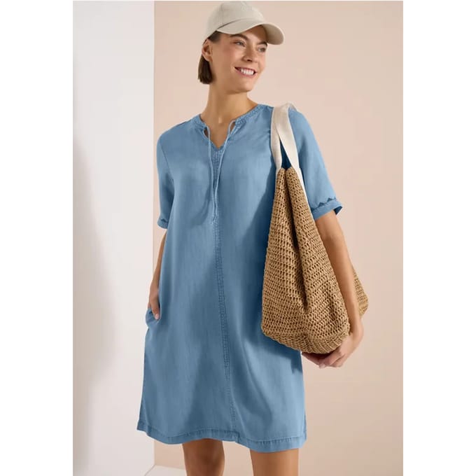 Knielange jurk in denimlook