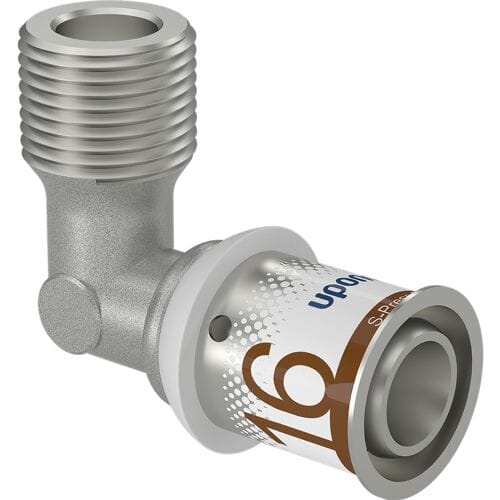 Uponor S-Press Plus pers kniekoppeling 90deg verloop 3/8''-10x16mm