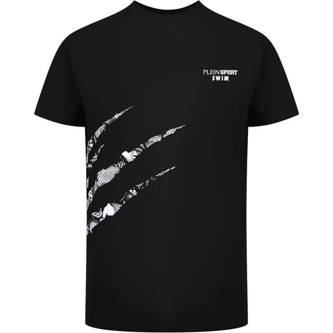 Korte Mouw Ronde Hals Scratch Logo T-shirt in Donkergrijs