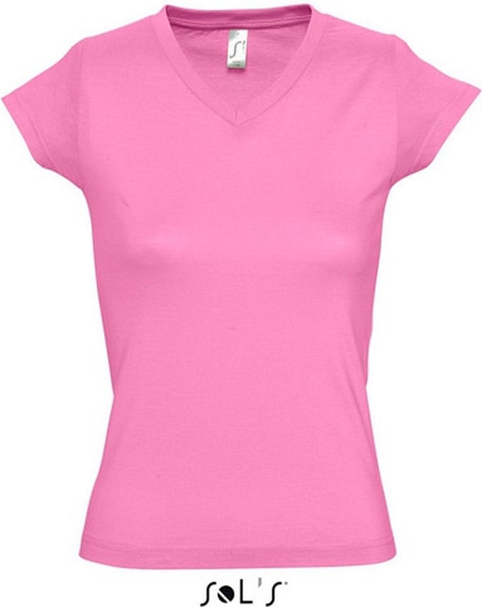 Sols T-shirt - roze - V-hals - 100% katoen - slim fit - dames shirts - dameskleding 36