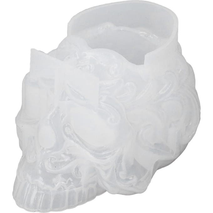 Moule en Silicone Forme de Crâne Unique Exquis Réutilisable Moule Épais Solide pour Bougeoirs de Rangement DIY white