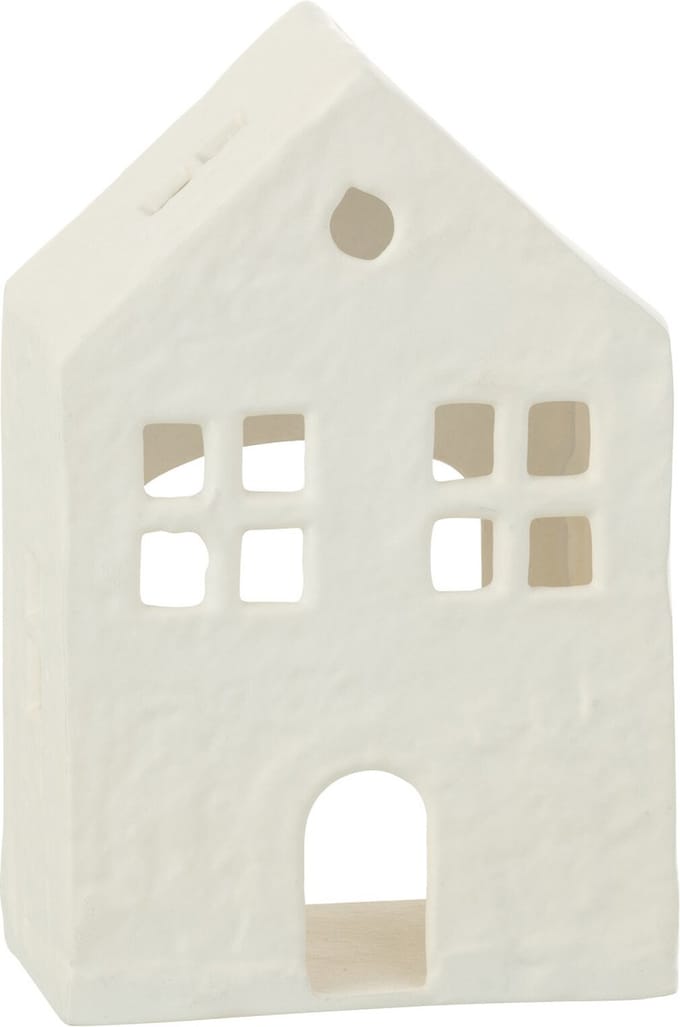 J-Line theelichthouder Huis - aluminium - wit