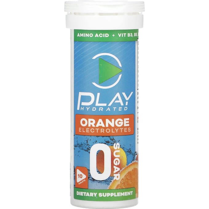Play Hydrated, Elektrolyten, Sinaasappel, 10 tabletten