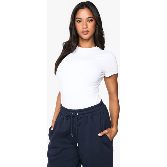 boohoo Dames Peached Sculpt Short Sleeve Bodysuit | Wit | Maat: 40