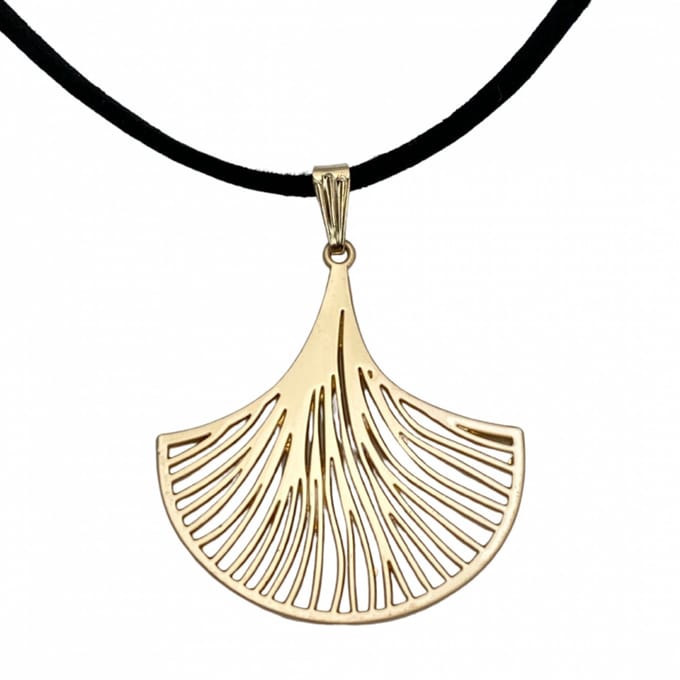 Ketting goudkleurige waaier 45 cm - Charme Bijoux